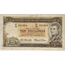 AUSTRALIA 1961 . TEN 10 SHILLINGS BANKNOTE . COOMBS/WILSON . STAR NOTE